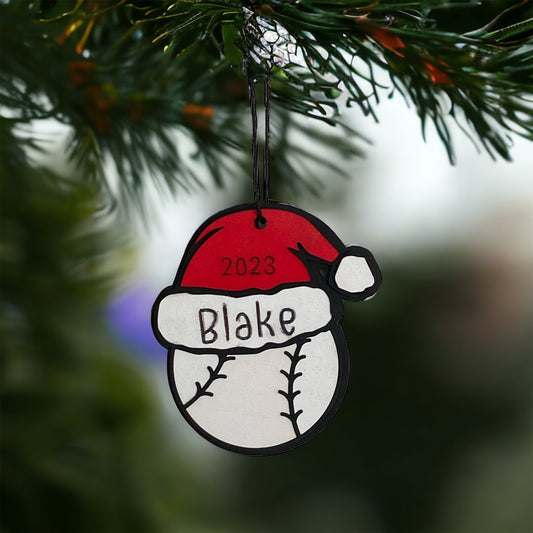 Baseball Santa Hat Ornament