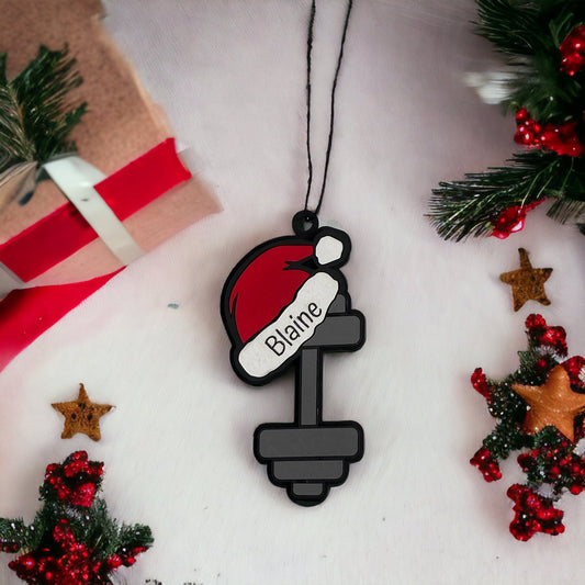 Dumbbell Santa Hat Ornament