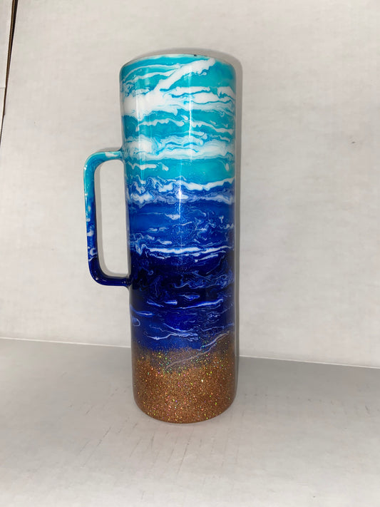 30oz Skinny Tumbler with handle (Beach Life)